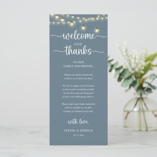 "Welcome and Thanks" Rustic Reception Guest Card プログラム (スタンド正面)