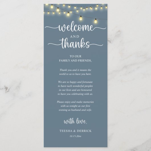 "Welcome and Thanks" Rustic Reception Guest Card プログラム (正面)