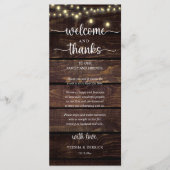 "Welcome and Thanks" Rustic Reception Guest Card プログラム (正面)