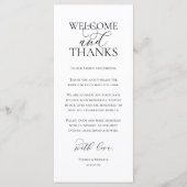 Welcome and Thanks Wedding Dinner Thank You Card プログラム (正面)