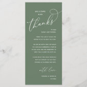 Welcome and Thanks, Wedding Dinner Thank You Card プログラム (正面)