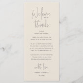 Welcome and Thanks, Wedding Dinner Thank You Card プログラム (正面)