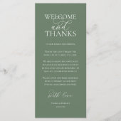 Welcome and Thanks Wedding Dinner Thank You Card プログラム (正面)
