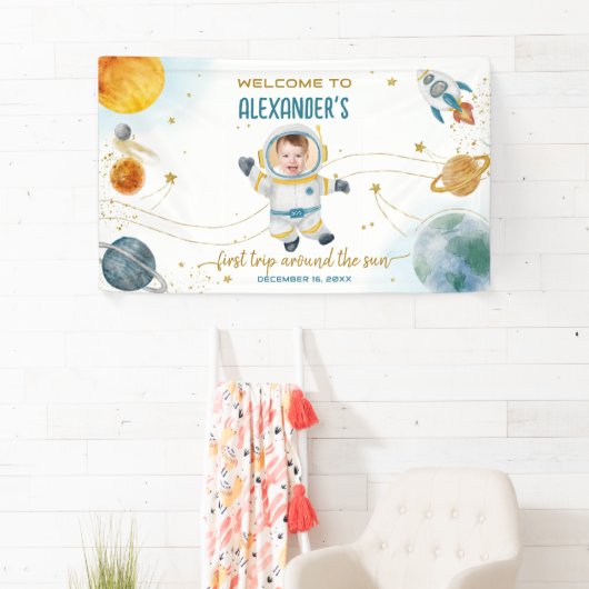 Welcome Around the Sun Space Photo First Birthday 横断幕 (インサイチュ)