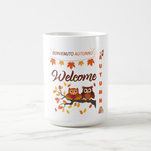 Welcome Autumn – バイリンガルMagデザイン コーヒーマグカップ (中央)
