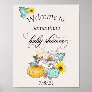Welcome Autumn Pumpkin Thanksgiving  Baby Shower ポスター