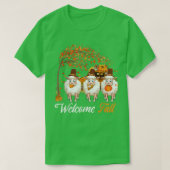 Welcome Autumn Tree Three Sheep Farmer Pumpkins Pi Tシャツ (デザイン正面)