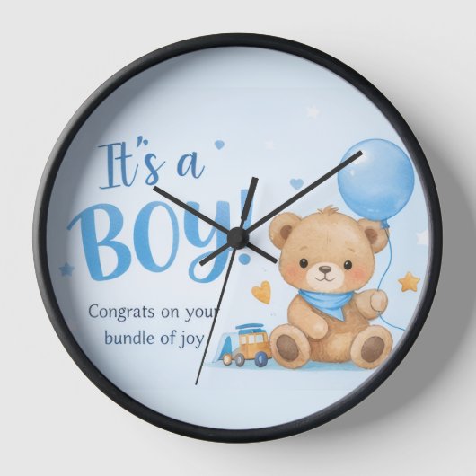 Welcome Baby Boy – A Bundle of Joy  Wall Clock 壁時計 (正面)