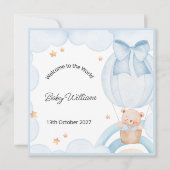 Welcome Baby Boy Balloon Teddy Bear Card (正面)