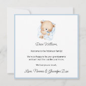 Welcome Baby Boy Blue Frame Teddy Bear Card (裏面)