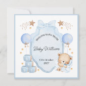 Welcome Baby Boy Blue Frame Teddy Bear Card (正面)