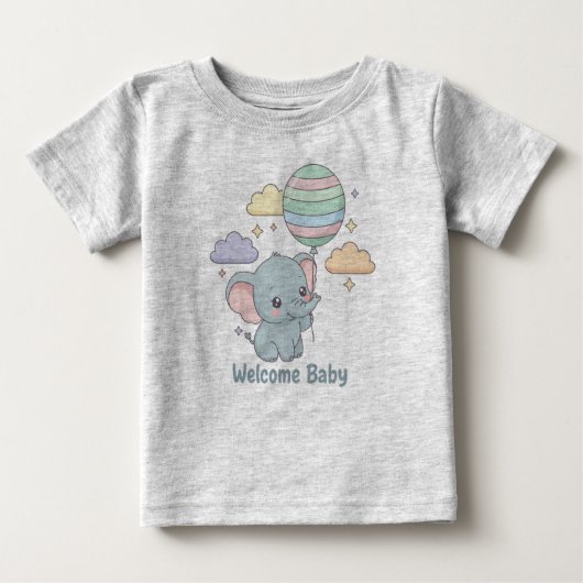 Welcome Baby Elephant Design ベビーTシャツ (正面)