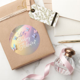 Welcome Baby Lily – Butterfly Baby Girl Sticker ラウンドシール