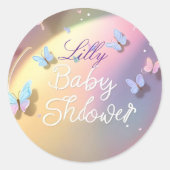 Welcome Baby Lily – Butterfly Baby Girl Sticker ラウンドシール (正面)