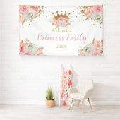Welcome Baby Princess Floral pink backdrop 横断幕 (インサイチュ)