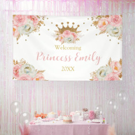 Welcome Baby Princess Floral pink backdrop 横断幕