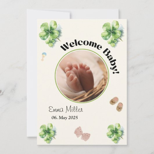 Welcome baby round photo 招待状 (正面)