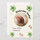 Welcome baby round photo 招待状 (正面/裏面)