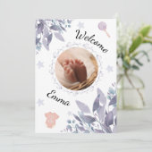 Welcome baby round photo girl 招待状 (スタンド正面)
