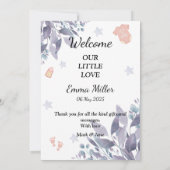 Welcome baby round photo girl 招待状 (裏面)