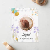 Welcome baby round photo neutral colors ノートカード (正面/裏面インサイチュ)