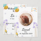 Welcome baby round photo neutral colors ノートカード (正面/裏面)