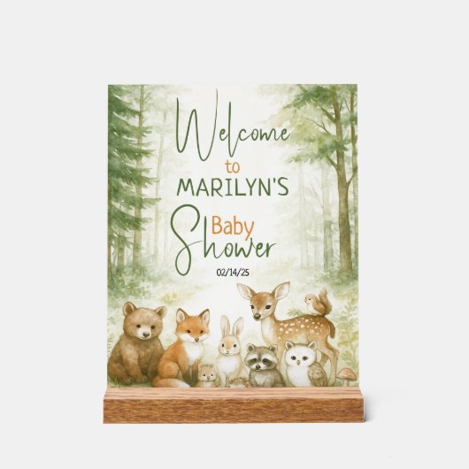 Welcome Baby Shower Baby Animals アクリルサイン (正面)