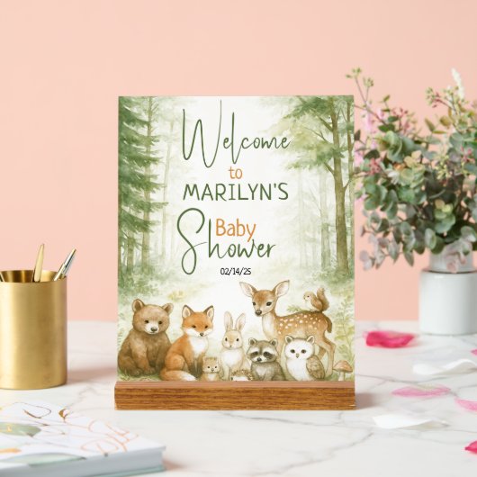 Welcome Baby Shower Baby Animals アクリルサイン (ウェディング)