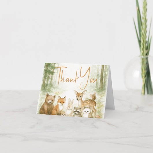 Welcome Baby Shower Baby Animals サンキューカード (正面)