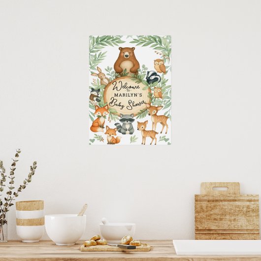 Welcome Baby Shower Baby Animals ポスター (キッチン)