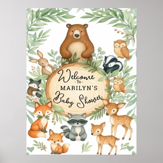 Welcome Baby Shower Baby Animals ポスター (正面)