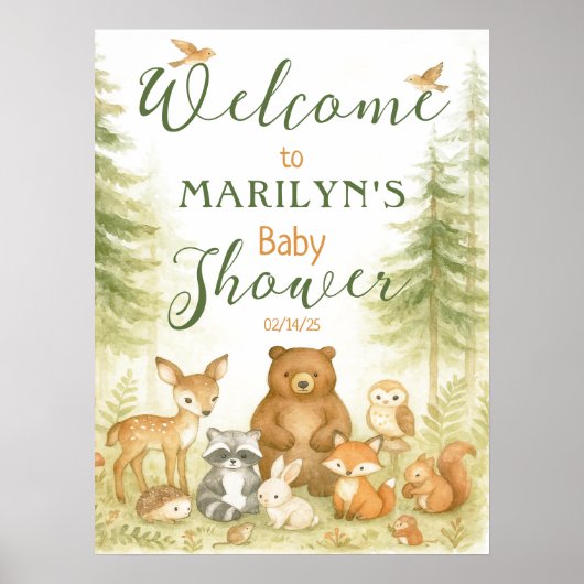 Welcome Baby Shower Baby Animals ポスター (正面)