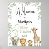 Welcome Baby Shower Baby Animals ポスター (正面)