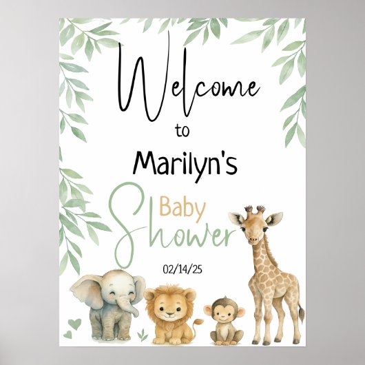 Welcome Baby Shower Baby Animals ポスター (正面)