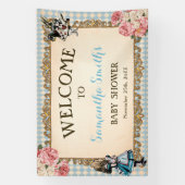 Welcome Baby Shower Banner Vintage Alice 横断幕 (縦)