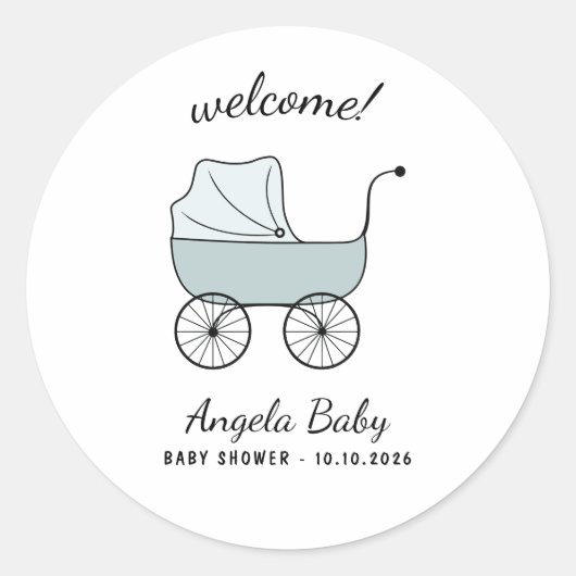 Welcome bABY Stroller Babysitter Daycare ラウンドシール (正面)