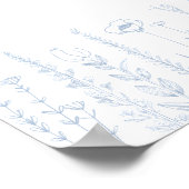 Welcome Baby Wildflower Baby Shower Dusty Blue  ポスター (角)