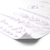 Welcome Baby Wildflower Baby Shower Lavender ポスター (角)