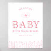 Welcome Baby Wildflower Baby Shower Poster Dusty P ポスター (正面)