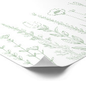 Welcome Baby Wildflower Baby Shower Sage Green ポスター (角)