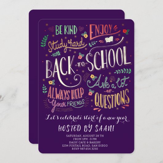 Welcome Back School Picnic 招待状 (正面/裏面)