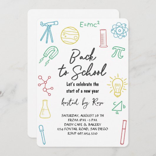 Welcome Back School Picnic 招待状 (正面/裏面)