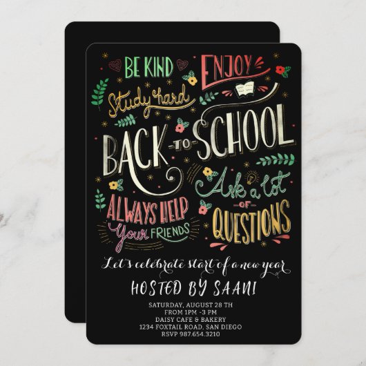 Welcome Back School Picnic 招待状 (正面/裏面)