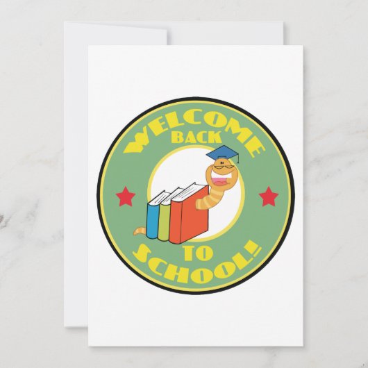 Welcome Back To School Bookworm 招待状 (正面)