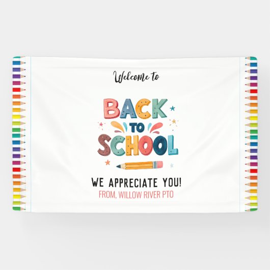 Welcome Back to School  – Bright & Fun Classroom 横断幕 (横)