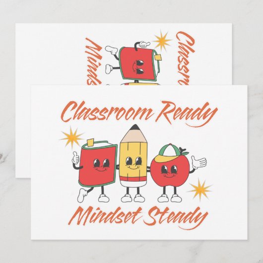 WELCOME BACK TO SCHOOL CLASSROOM READY MINDSET 招待状 (正面/裏面)