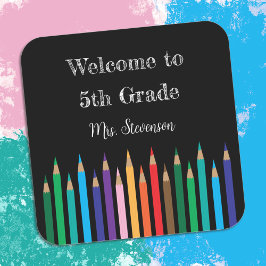 Welcome Back-to-School Colored Pencils Stickers スクエアシール