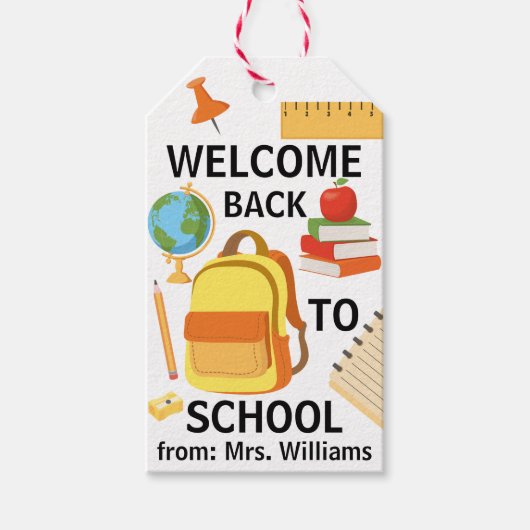 Welcome Back to School Colorful School Supplies ギフトタグ (正面)