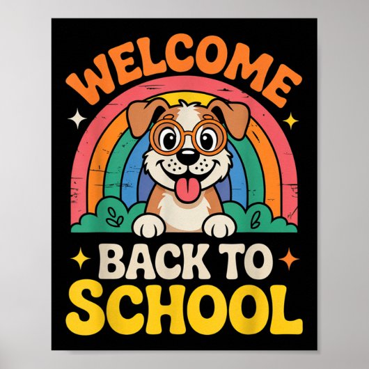 Welcome Back To School Cute Dog Kids Fun First Day ポスター (正面)