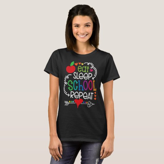 Welcome Back To School Eat Sleep School Repeat  St Tシャツ (正面フル)